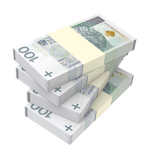 Polish currency isolated on white background. Computer generated 3D photo rendering. polish zloty stock pictures, royalty-free photos & images