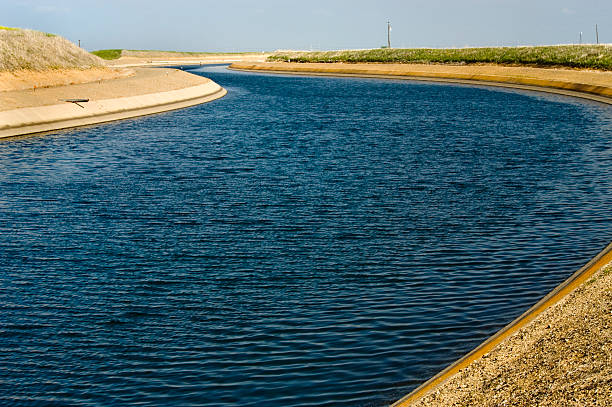 The California Aqueduct, major of source of irrigation water for the Central Valley, CA.