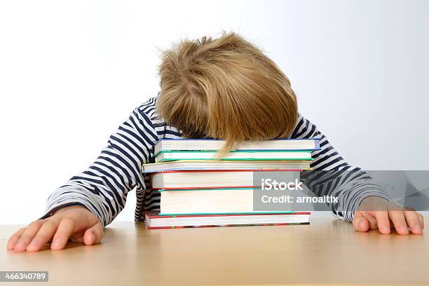 Far Too Much Learning Stock Photo - Download Image Now - Boys, Child, Childhood