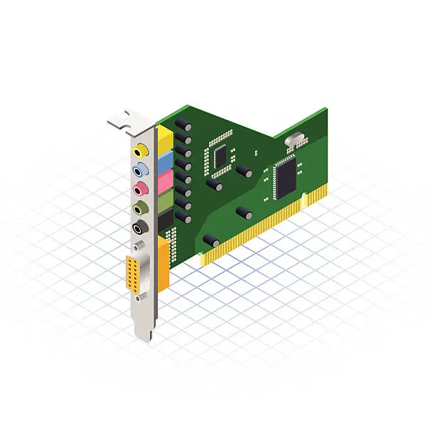 Vector illustration of Isometric Sound Card