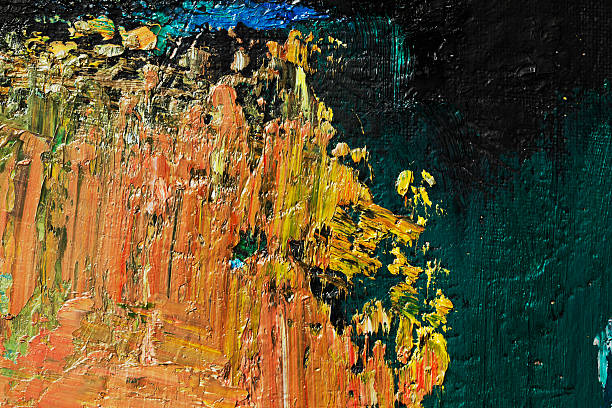 istock Abstract painted green, orange and black art backgrounds. 466343735