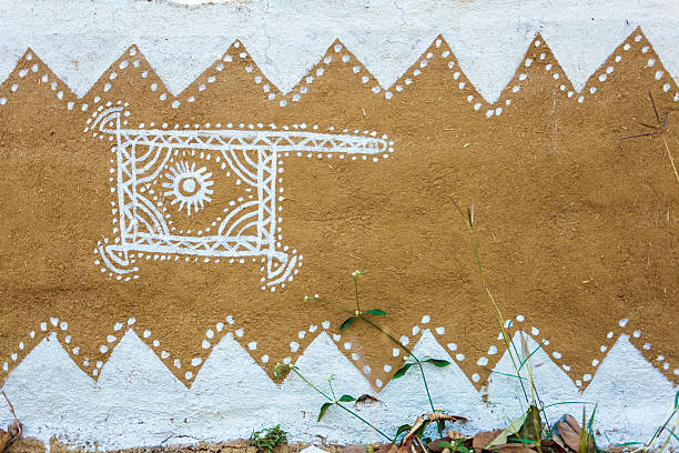 istock Indian tribal art white paint on wall 466344924