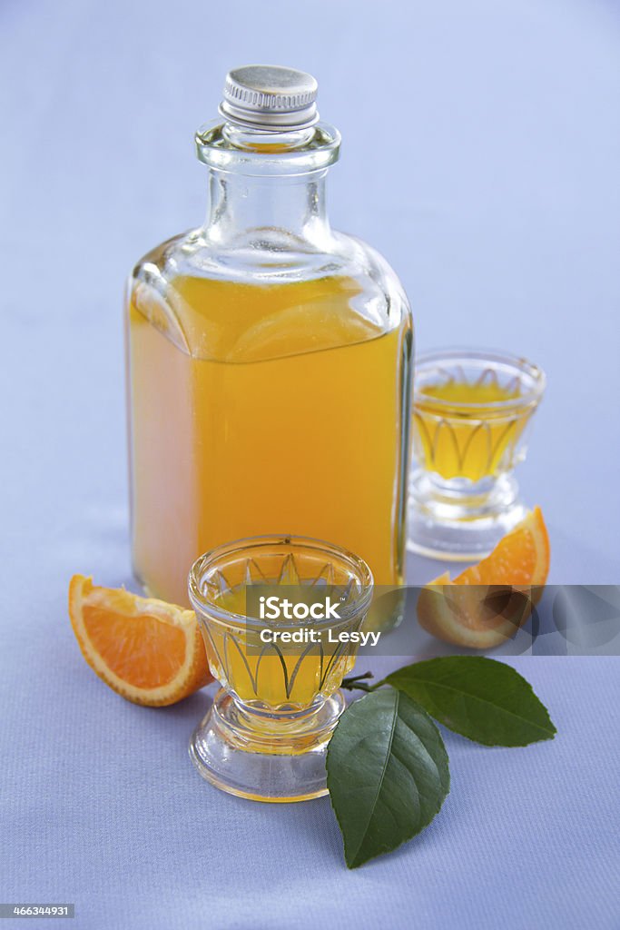 Orange liqueur cooked at home. Liqueur Stock Photo