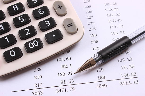 istock Statement of account with pen and calculator 466345048