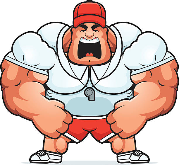 Cartoon Coach Yelling A cartoon illustration of a muscular coach yelling. coach yelling stock illustrations