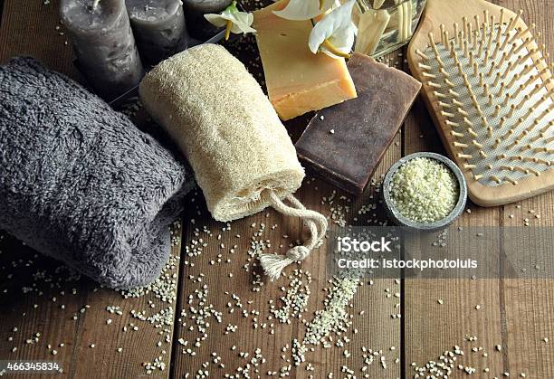 Bath Soaps With Pads And Candles Stock Photo - Download Image Now - 2015, Aromatherapy, Bar - Drink Establishment