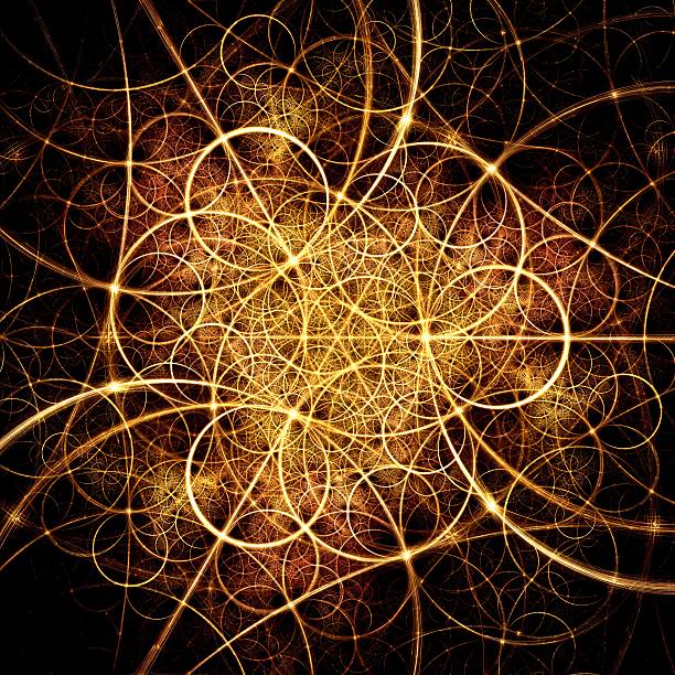 istock Abstract fractal yellow background with pillars and circles 466348081