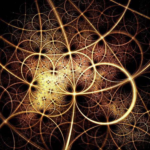 istock Abstract fractal yellow background with pillars and circles 466348263
