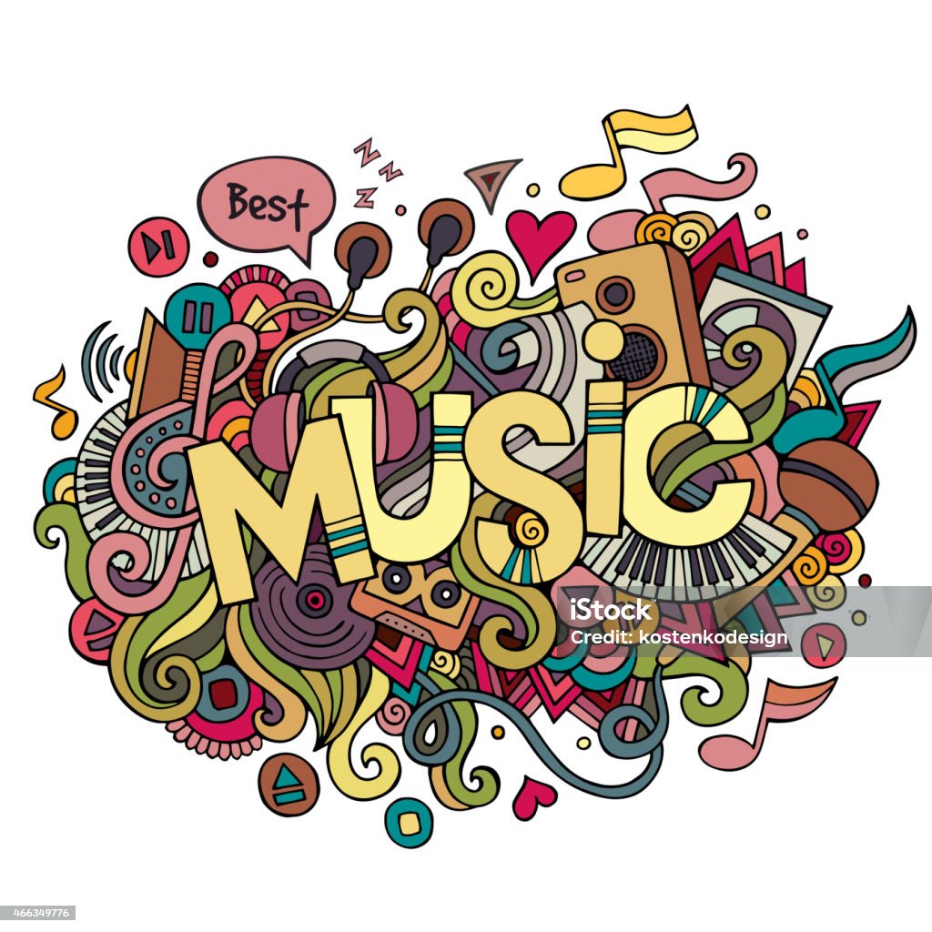Music hand lettering and doodles elements background. Music hand lettering and doodles elements background. Vector illustration 2015 stock vector