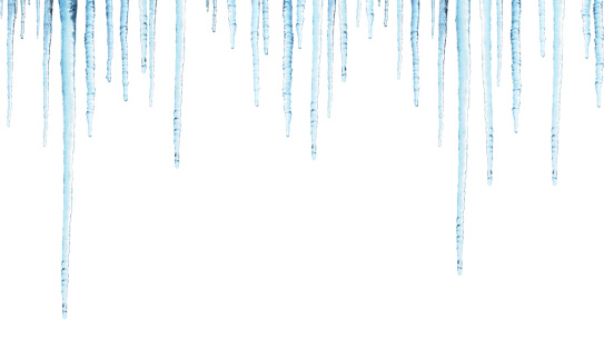 Seamless border with icicles. Isolated on white background