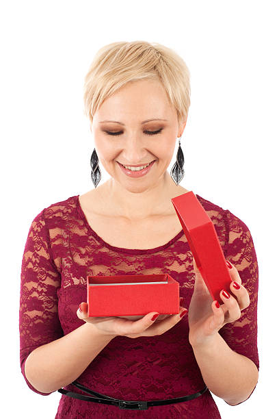 istock Woman with valentine's gift 466352363