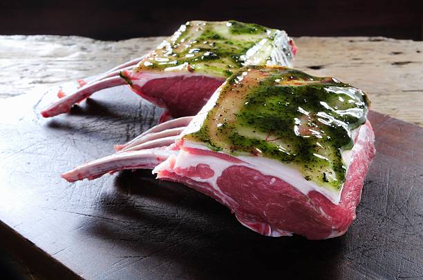양고기 구이 나무 의사협회 - chop rack of lamb cutlet food 뉴스 사진 이미지
