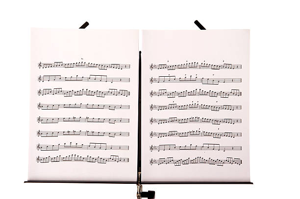 music stand with melody sheets stock photo