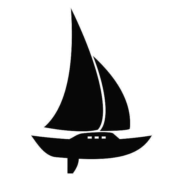 sail with keel, icon Sailboat with keel, black icon. sail boat clipart pictures stock illustrations