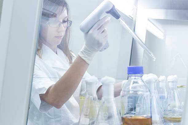 istock Female scientist using a pipette dropper in a laboratory 466364712