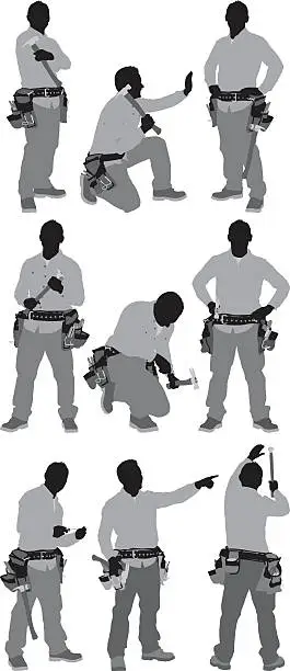 Vector illustration of Carpenter in various poses