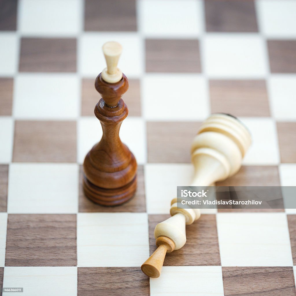Two chess pieces alone on a chess board Two wooden chess pieces alone on a chess board Board Game Stock Photo