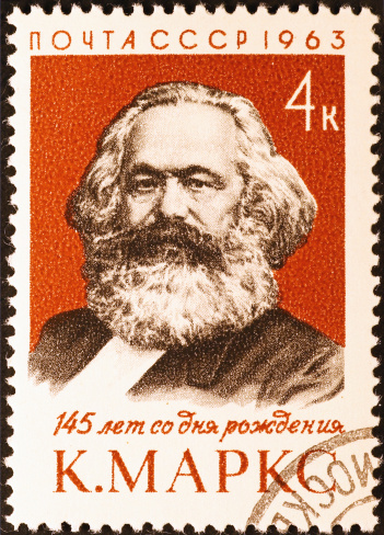 Karl Marx on old russian postage stamp