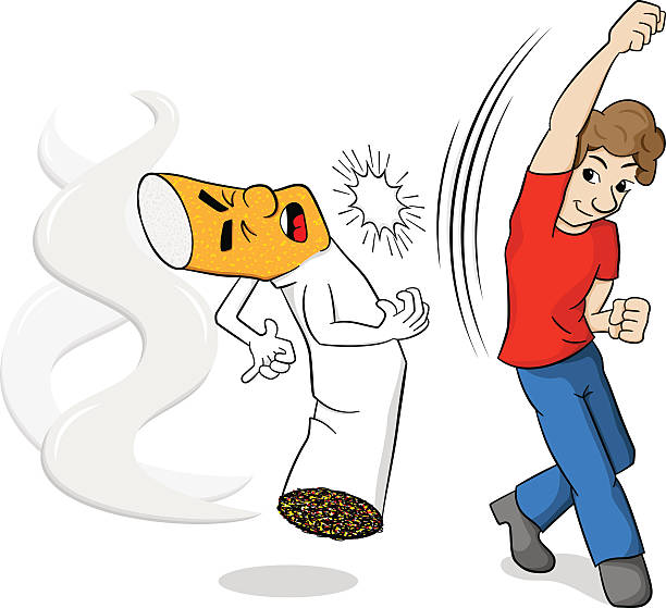 illustrazioni stock, clip art, cartoni animati e icone di tendenza di lotta contro il tabagismo - fisticuff