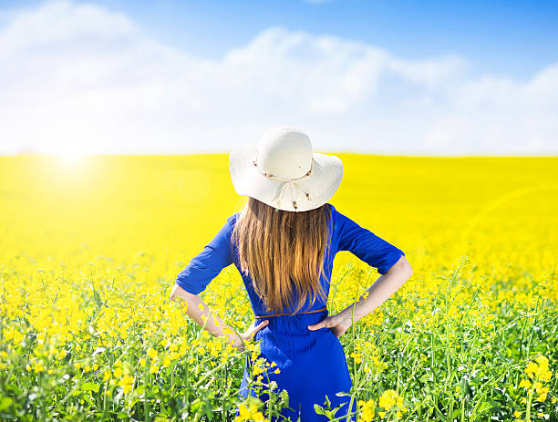 istock Woman in canola field 466367754