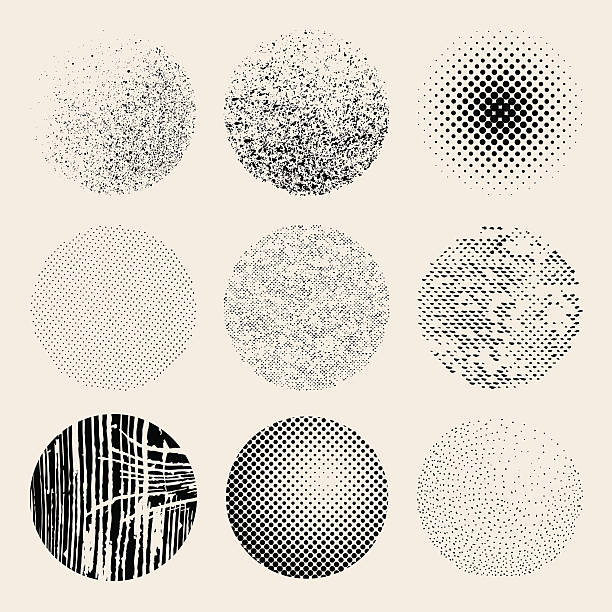 Textured effects circles Easily editable flat vector textures with a background colour layer. textured circle stock illustrations
