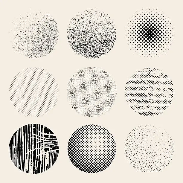 Vector illustration of Textured effects circles