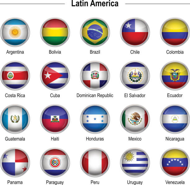 illustrazioni stock, clip art, cartoni animati e icone di tendenza di bandiere-america latina - salvadoran flag
