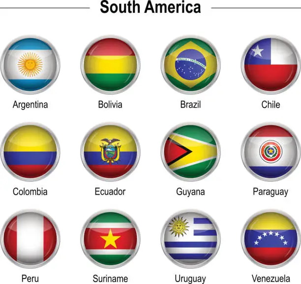 Vector illustration of Flags - South America