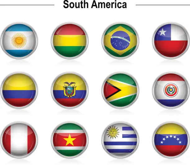 Vector illustration of Flags - South America