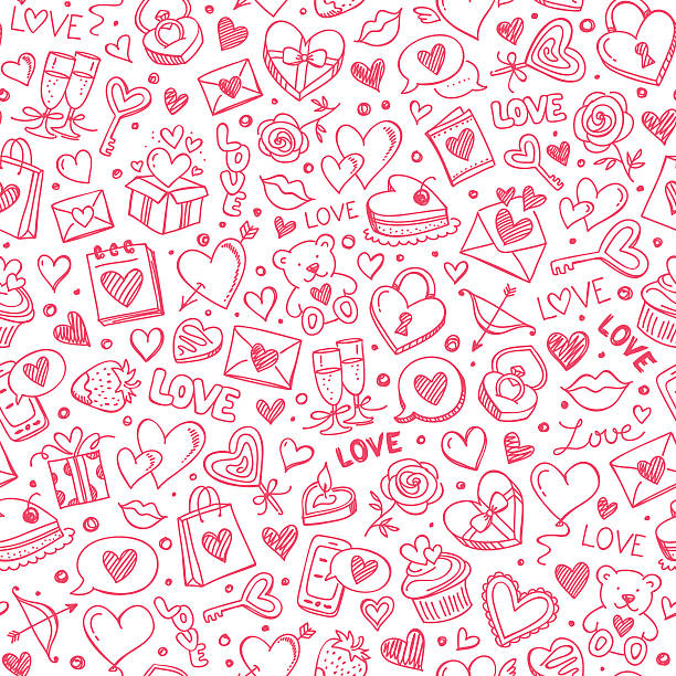 ilustrações, clipart, desenhos animados e ícones de padrão sem emendas - heart shape valentines day love backgrounds