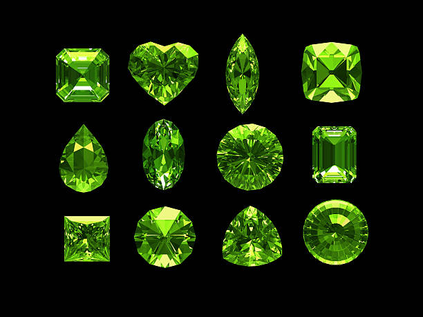 Group of peridot with clipping path stock photo