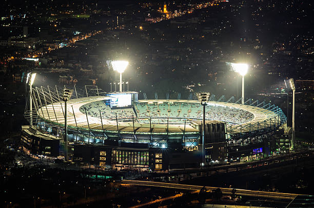 Melbourne, Australia - September 6, 2014: aerial view of the Melbourne Cricket Ground, a regular venue for cricket and Australian rules football. It hosted the 1956 Olympic Games.