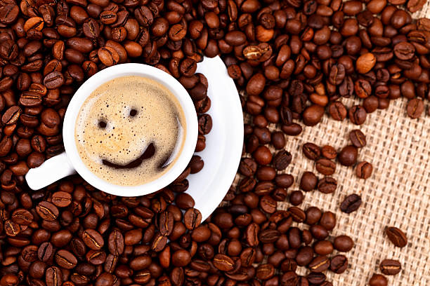 istock Cup of coffee with smiley face 466375673
