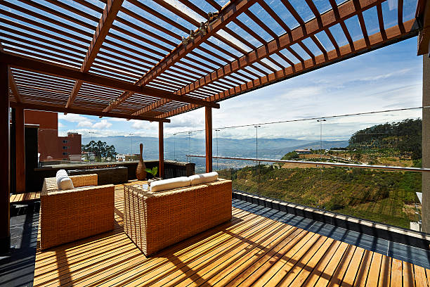 3d render outdoor terrace balcony