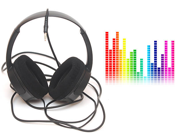 istock image of graphic equalizer and head phones, music concept 466376185