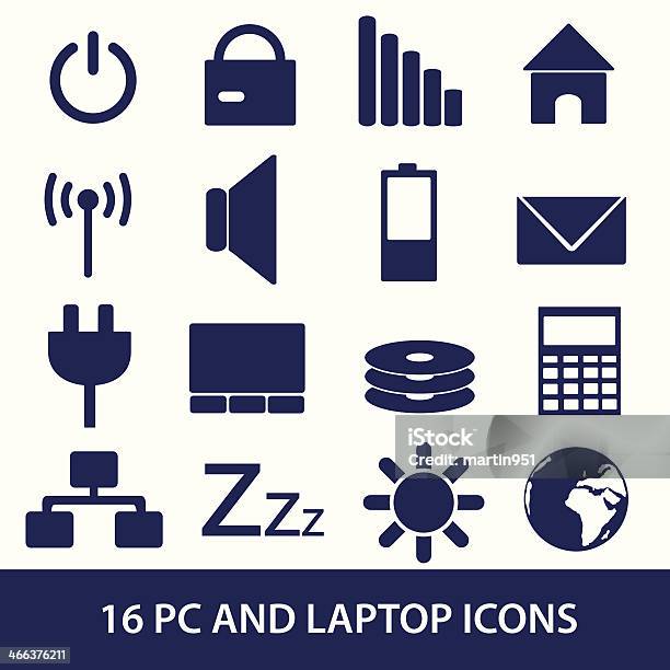 Vetores de Laptop E Pc Eps10 Indicação De Ícones e mais imagens de Azul - Azul, Barulho, Branco