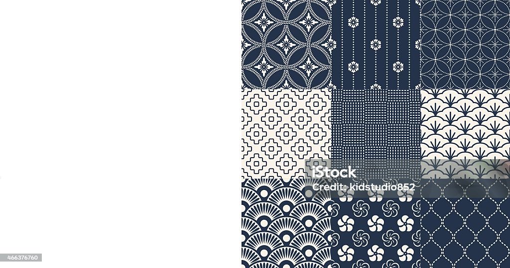 Various Japanese pattern of traditional mesh  seamless japanese traditional mesh pattern Japanese Culture stock vector