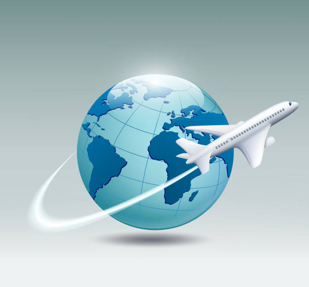 ilustrações, clipart, desenhos animados e ícones de avião redor do mundo - travel symbol airplane business travel