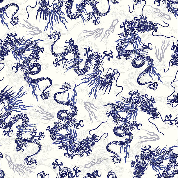 日本の龍パターン - dragon terrified fear horror点のイラスト素材／クリップアート素材／マンガ素材／アイコン素材
