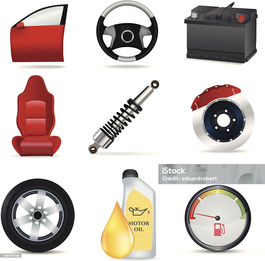 Auto parts icon-set - Lizenzfrei Freisteller – Neutraler Hintergrund Vektorgrafik