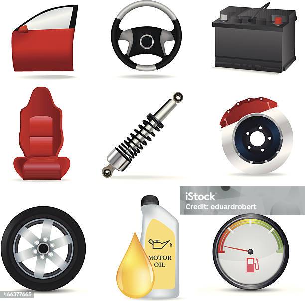 Set Di Icone Di Parti Auto - Immagini vettoriali stock e altre immagini di Scontornabile - Scontornabile, Sportello d'auto, Particolare di veicolo