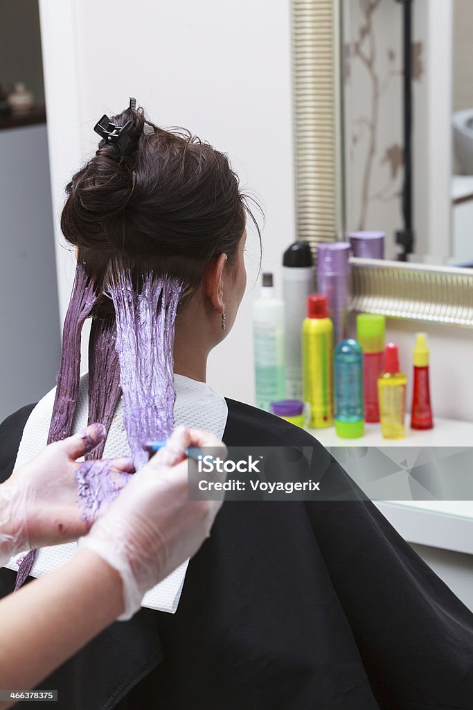 Hairdresser Applying Color Female Customer At Salon Doing Hair Dye Stock  Photo - Download Image Now - iStock