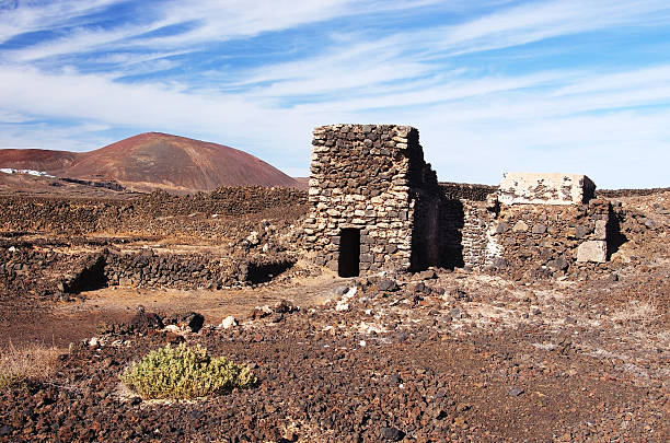 Salinas de los Agujeros and La Caldera mountain, Lanzarote, Canary Islands