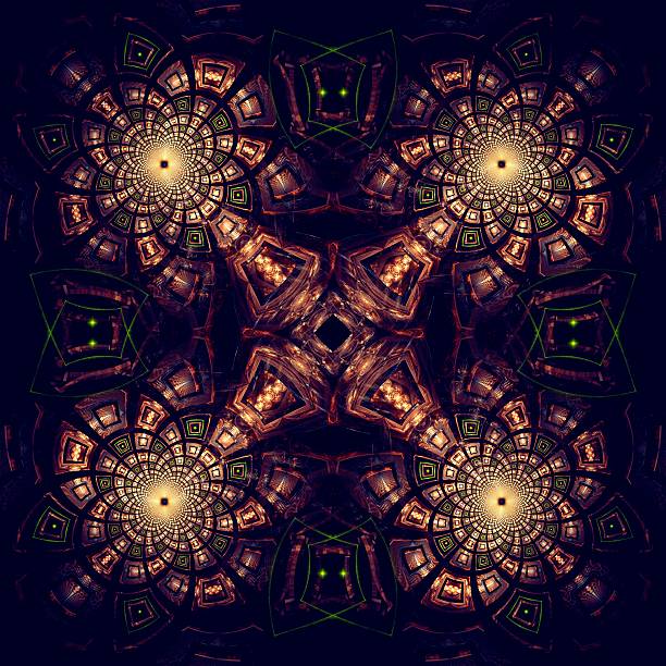 istock Symmetrical fractal flower, digital artwork for creative graphic 466381765
