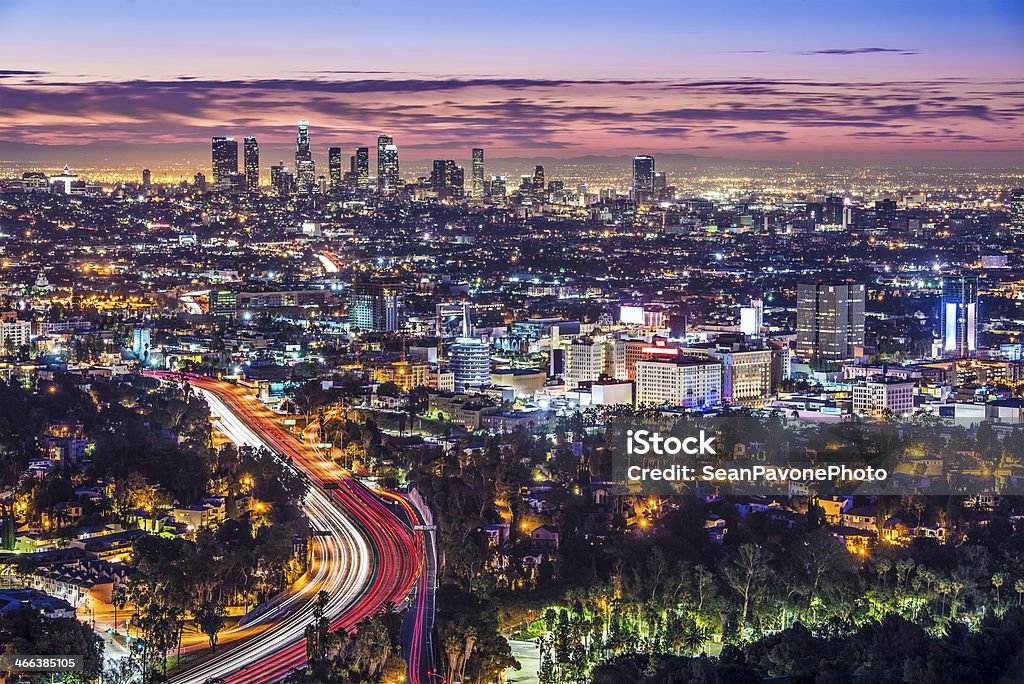 Centro de la ciudad de Los Ángeles - Foto de stock de Amanecer libre de derechos