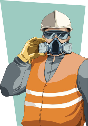 Respiratory protection with mask during heavy work
