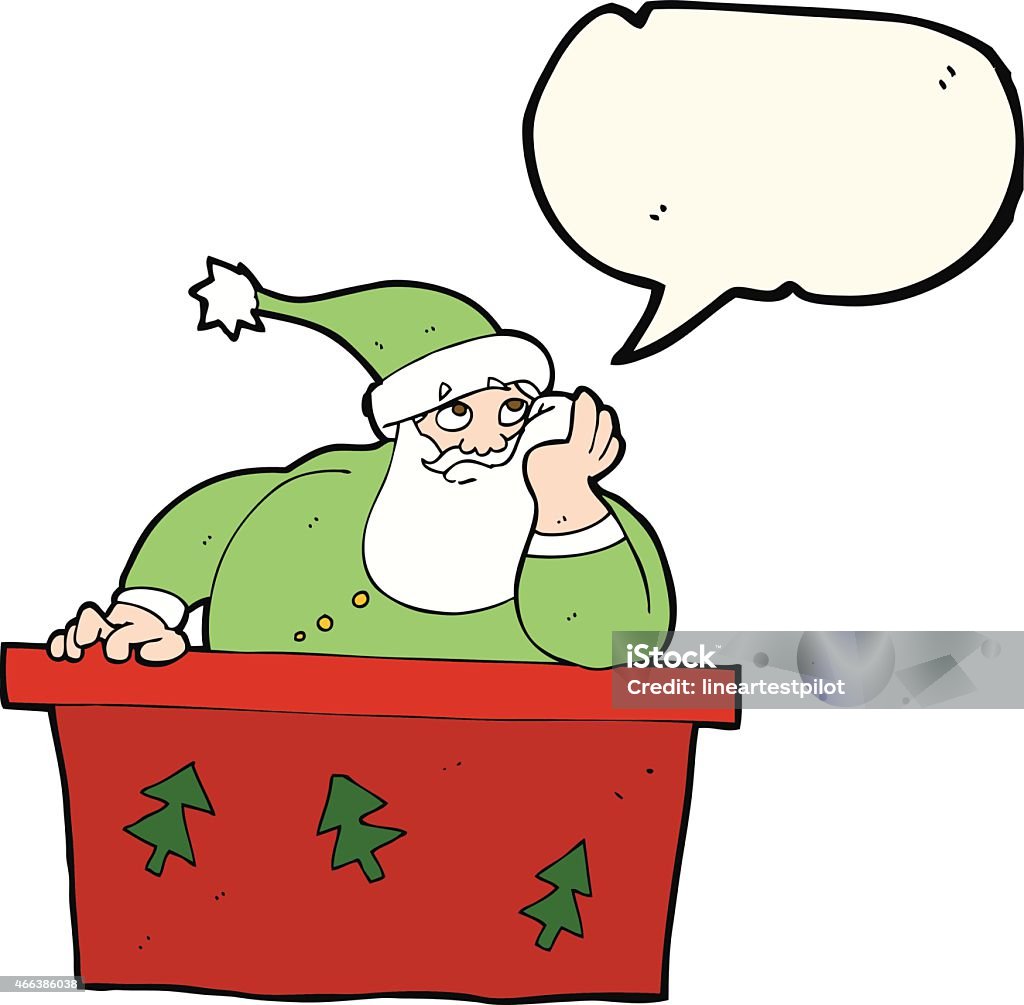 cartoon bored santa claus with speech bubble 2015 stock vector