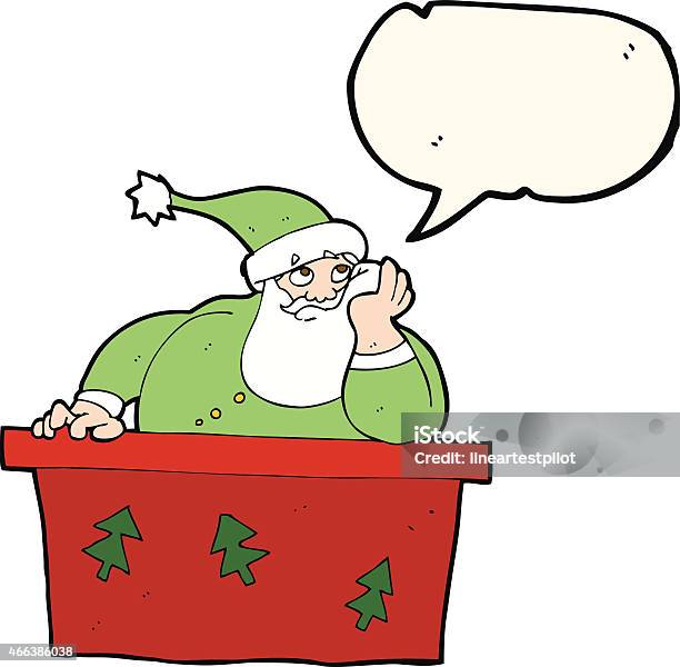 Cartoon Bored Santa Claus With Speech Bubble Stock Illustration - Download Image Now - 2015, Cheerful, Christmas