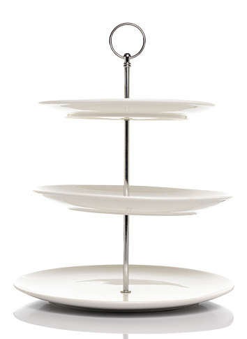 White dish serving stand 3 tiers in White background