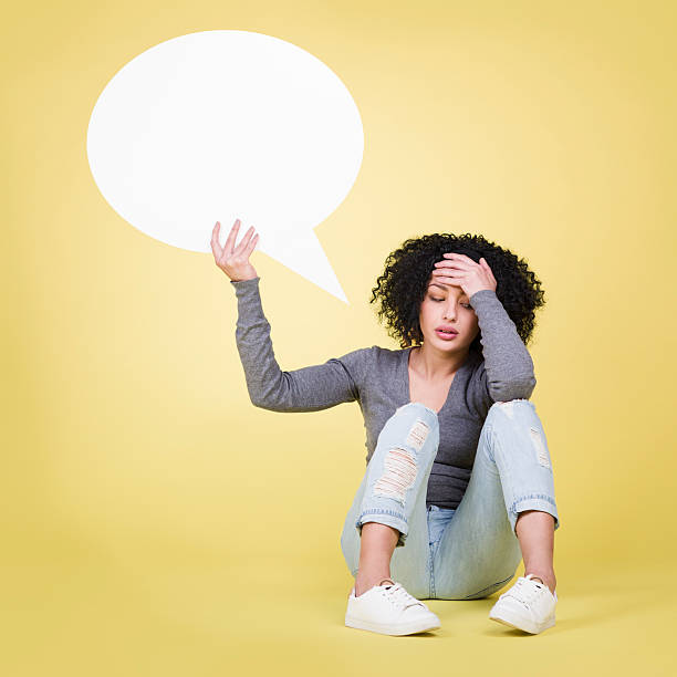 istock Desperate girl holding a blank white sign board. 466388724